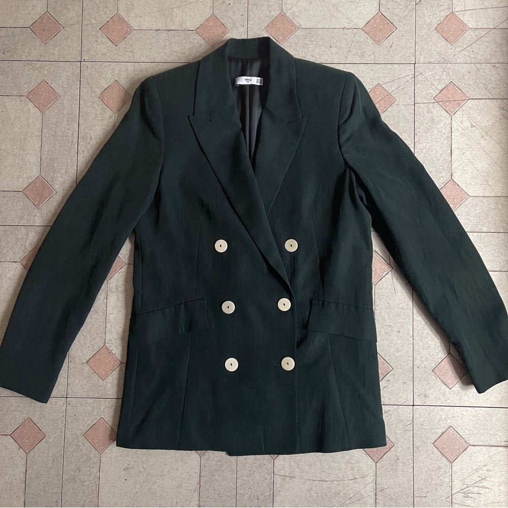 Mango Green Double Breasted Blazer